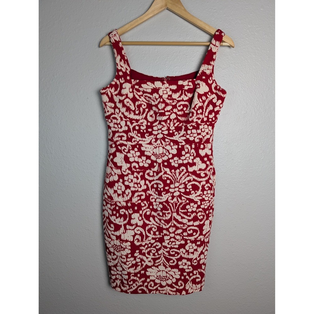 Sangria Dress Womens‎ 10 Red Knee Length Sheath Square Neck Strappy Zip